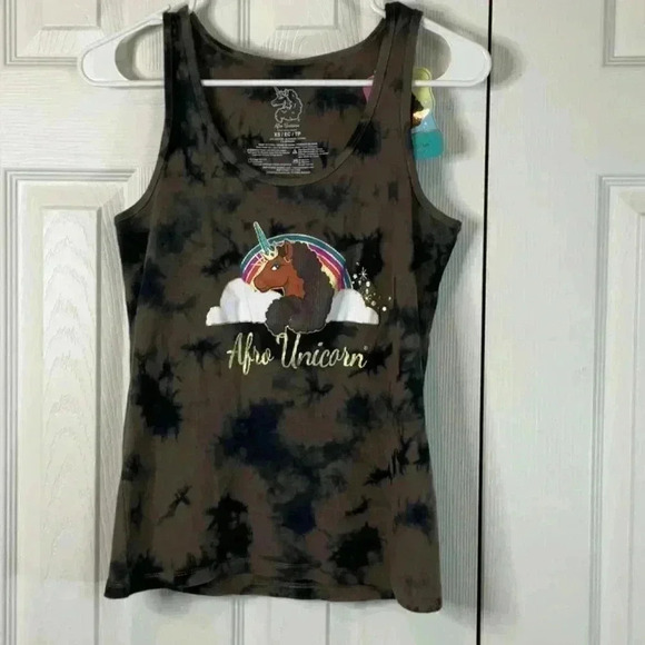 Afro Unicorn Women's Tank top Pullover Sleeveless Graphic Brown size XS - Picture 1 of 8